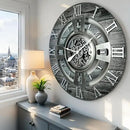 The Gears Clock Real Moving Gear Wall Clock England Line (Carbon Grey, 36 inches (90 cm)) by CozyNest Decor
