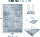 Area Rugs 8x10 Living Room: Washable Rug Modern Abstract Large Rugs Soft Non Slip Neutral Rug Stain Resistant Indoor Carpet for Bedroom Kitchen Dining Room Table Nursery Home Office Rugs(Blue,8'x10') by TinyTreasures Baby Boutique