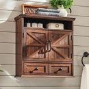 Bathroom Wall Cabinet, Farmhouse Medicine Cabinet, 24" Wide Cabinet with Drawer, Adjustable Shelf, Double Barn Doors, Storage Cabinet for Bathroom, Kitchen, Living Room, Brown by CozyNest Decor