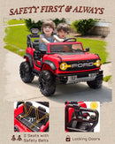 Ford Bronco 24V Ride on Toys for Boys & Girls, 2 Seater Kids Electric Car with Remote Control, Kids Ride on Truck with 4 Wheels Suspension, Led Lights, Safety Belt (24V, Red) by TinyTreasures Baby Boutique
