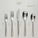 over&back 20pc Curved Flatware Cutlery Set - Comes with 4 Dinner Forks, 4 Salad Forks, 4 Dinner Knives, 4 Dinner Spoons, and 4 Teaspoons - 18/8 Stainless Steel - Dishwasher-Safe - Brushed Stainless by CozyNest Decor