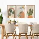 KAIRNE Boho Canvas Wall Art,Tropical Palm Leaf Wall Decor,Mid-Century Geometric Illustrations Set of 3(16”X24”),Abstract Line Pictures,Modern Botanical Prints for Living Room Bedroom Dining Room Decor by CozyNest Decor