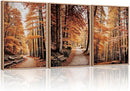 HLNIUC Autumn Forest Framed Canvas Wall Art,Fall Nature Pictures Wall Decor Set of 3(16”x24”) Large Maple Trees Trail Scenery Wall Painting,Modern Fall Landscape Art Print for Living Room,Bedroom by CozyNest Decor