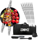 Grilling Skewer–16.5"flat metal skewers with removable Slider (set of 10) Storage Bag stainless steel skewers for BBQ-kebab koobideh-Skewers for kabab Barbecue meat vegetable-Grill sticks forcamping by GreenHaven Gardens