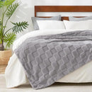 Cozy Bliss Checkered Large Faux Rabbit Fur Grey Twin Bed Blanket, Soft Fuzzy Fluffy Minky Furry Blankets for Couch, Bed, Adults (60 * 80 Inches Light Grey) by CozyNest Decor