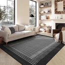 Wonnitar Washable Striped 5x7 Washable Area Rug, Non-Slip Black Berber Stripe Rugs for Living Room, Low Pile Minimalist Floor Carpet Rugs for Bedroom Dining Room Home Office (Black,5' x 7') by CozyNest Decor