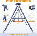 Swing Set for Backyard 550lbs - 6 in 1 Playground Sets for Backyards Safe Platform Swing for Kids Outdoor Heavy Duty Metal Frame with 3 Adjustable Swings Climbing Net Climbing Ladder Basketball Hoop by TinyTreasures Baby Boutique