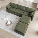 CHITA Oversized Modular Cloud Sectional Fabric Sofa Set, FSC Certified U Shaped Couch Reversible Chaise Modular Sectional,112 inch Width,5 Seat Modular Sofa Includes 2 Storage Ottomans, Moss Green by CozyNest Decor