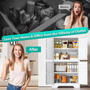 SISESOL White Storage Cabinet with 4 Doors and 2 Adjustable Shelves,Farmhouse Food Pantry Cabinets,Small Bathroom Cabinet,4 Tier Metal Storage Cabinets for Home Kitchen,Dining/Living/Laundry/Room by CozyNest Decor