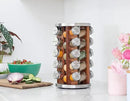 Orii 20 Jar Dark Acacia Wood Spice Rack with Spices Included - Rotating Tower Organizer for Kitchen Spices and Seasonings, (Dark Stained Acacia Wood) by CozyNest Decor