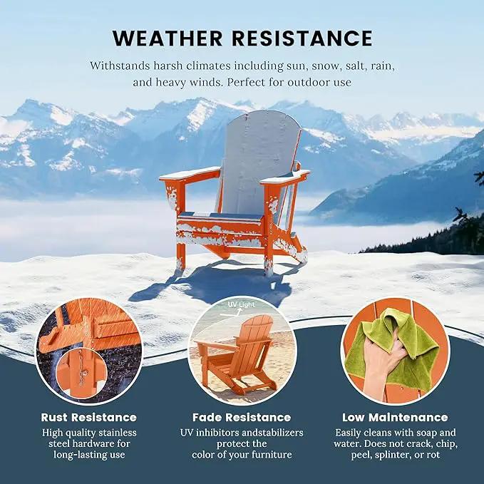 Westin Outdoors Laguna WO Home Furniture Adirondack Chair 2 PCS Set Outdoor Folding Patio Chair for Bon Fire Pit Garden Lawn Backyard Lounging Relaxing (Orange), photo 4 of 9