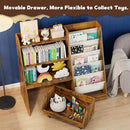 COZPAW Kids Bookshelf and Toy Storage, 4 Tier Toddler Bookshelf with Movable Drawer 5 Sling Pockets, Montessori Book Shelf for Kids Room, Playroom, Nursery (Brown) by CozyNest Decor