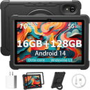Tablet 10 Inch Android 14 Tablet, 16GB RAM 128GB ROM, 1TB Expansion, Octa-core, Large Capacity Battery, 5MP + 8MP Dual Camera, 5G/2.4G WiFi, Bluetooth 5.0, GPS, Drop-Proof Case - Black (Black) by TinyTreasures Baby Boutique