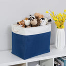 Bidtakay Large Canvas Organization Bins Set of 2 Navy Blue Rectangular Baskets 17x12x15 in for Blankets, Clothes, Towels, Dog Toys Storage by TinyTreasures Baby Boutique