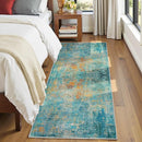 Washable Area Rugs 2'x6' Non-Slip Modern Abstract Soft for Living Room Entryway Bedroom Nursery, Print Pattern, Teal Blue Green Orange Rust Red Colorful by TinyTreasures Baby Boutique