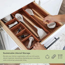 Adjustable Kitchen Drawer Organizer for Utensils and Junk, Food-Safe Contract Grade with 100% Sustainable Wood, Non-Slip, Expandable from 10.5 to 18.5 Inches Wide - Natural Acacia by CozyNest Decor