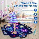Kids Electronic Dance Pad with Light-up 6-Button & Wireless Bluetooth, Music Dance Game Mat with Built-in Music 9 Levels and 3 Modes, Birthday Gifts, Toys for Girls Ages 4-8, 8-12 by TinyTreasures Baby Boutique