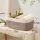 Small Storage Baskets for Organizing | Closet Organizer Bins | Shelf Toy Basket | Woven Rope Baskets | Cube Decorative Box | Shallow Basket | 13x8.5x5.1” | 3 Packs White Brown by TinyTreasures Baby Boutique