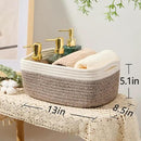 Small Storage Baskets for Organizing | Closet Organizer Bins | Shelf Toy Basket | Woven Rope Baskets | Cube Decorative Box | Shallow Basket | 13x8.5x5.1” | 3 Packs White Brown by CozyNest Decor