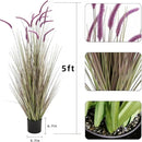 KOL Artificial 5ft 2-Pack Horsetail Reed Grass, 59in Tall Artificial Indoor Outdoor Fake Grass Plant, Home Office Décor Artificial Plants in Pot Faux Plant Greenery, Wedding Decor, Purple by CozyNest Decor