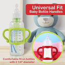 TonGass (3-Pack) Bottle Handles for Dr Brown Narrow Baby Bottles with Easy Grip Handles to Hold Their Own Bottle - BPA-Free Soft Silicone - Red Green and Blue by TinyTreasures Baby Boutique