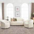 KINWELL 34" W Swivel Barrel Chair Set of 2, Mid Century Modern Round Upholstered Boucle Swivel Accent Chairs, No Assembly Sofa Chair for Living Room Bedroom Reading, Cream by CozyNest Decor