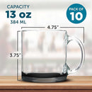 Libbey Clear Glass Coffee Mugs 13 oz. Set of 10, Bulk Pack - Perfect for Coffee, Tea, Espresso, Hot Cocoa, Other Beverages - Black Bottom by TinyTreasures Baby Boutique