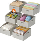 Lifewit Storage Baskets for Shelves, 6 Packs Non-woven Fabric Trapezoid Closet Organizer Bins with Handles, Foldable Clothing Containers Box for Clothes, Toy, Towel, Book, DVD, Hats, Small-Light Grey by TinyTreasures Baby Boutique