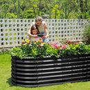Land Guard Galvanized Planter Raised Beds, 6×3×2ft Galvanized Water Trough, Keyhole Raised Garden Bed Metal (Dark Gray) by GreenHaven Gardens