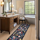 Runner Rug for Entryway: 2x10 Kitchen Rugs Non Slip Washable Ultra-Thin Soft Floral Carpet Indoor Floor Stain Resistant Carpets for Hallway Bedroom Kitchen Laundry Bathroom Dorm Black by TinyTreasures Baby Boutique