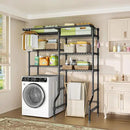 Ulif U13 Over Washer and Dryer Storage Shelves, 6 Tiers Laundry Room Standing Shelf with 2 Hanger Rods, Space Saver Clothes Drying Rack, 63.4" W x 22" D x 77.4" H, Black by CozyNest Decor