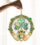 Irish Gifts, Shamrock Decorations - St Patricks Day Decor, Birthday, Christmas, Good Luck, Irish Gifts for Women Men, Claddagh, Celtic Home Decor - Window Suncatcher Hanging Decorations 12 in by GreenHaven Gardens