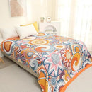 Snycler Boho Throw Blanket for Bed - 100% Cotton Ultra Soft Rustic Quilt Fall Blanket - Orange Floral Printed Farmhouse Decor Bed Blankets, 60"×80" All Season Rustic Throw for Sofa Couch Chair by CozyNest Decor