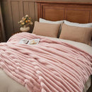 NEWCOSPLAY Faux Fur Throw Blanket Pink 3D Ribbed Plush Thick Warm Blanket for Couch Sofa Bed 850GSM (Pink Ribbed, Throw(50"x60")) by CozyNest Decor