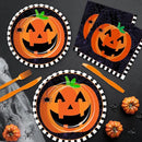 Halloween Plates and Napkins Party Supplies, Pumpkin Halloween Party Decorations Tableware, Pumpkin Paper Plate, Cup, Napkin, Tablecloth, Disposable Cutlery, Serves 24 by CozyNest Decor