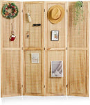 Room Divider Freestanding Folding Pegboard Privacy Screen | 4-Panel Display Stand for Jewelry, Craft Shows, Retail | Natural Wood, Portable & Space-Saving Design (Natural) by CozyNest Decor