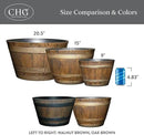 Classic Home & Garden Whiskey Barrel Planters - Wooden Finish Flower Planter Pot - Decorative Garden Pots - Indoor & Outdoor Resin Planters - Weather-Resistant Planting Pots (15” Oak Brown, Pack Of 1) by CozyNest Decor
