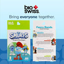 BioSwiss Bandages, The Smurfs Shaped Self Adhesive Bandage, Latex Free Sterile Wound Care, Fun First Aid Kit Supplies for Kids and Adults, 100 Count Box by TinyTreasures Baby Boutique
