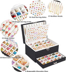 Earring Jewelry Box for Women Girls Stud Organizer, 5 Layers Black Jewelry Organizer Box With Lock Earring Holder Organizer Ring and Necklace Jewelry Box with Earrings Holder for Women Girls by TinyTreasures Baby Boutique
