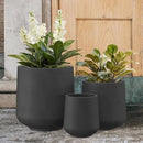 Kante 15.3"+11.6"+8.2" Dia Round Concrete Planter, Large Outdoor Indoor Planter Pots with Drainage Holes and Rubber Plug for Home Garden Patio, Black by GreenHaven Gardens