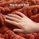 Chunky Knit Throw Blanket, 40''*50'' Fall Throw Blanket Knitted Chenille Yarn for Bed Couch, Handmade Orange Crochet Big Thick Blanket, Machine Washable Cute Comfy Blankets for Home Decor by CozyNest Decor