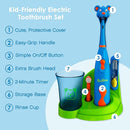 Brusheez Kids’ Electric Toothbrush Set - Safe & Effective for Ages 3+ - Parent Tested & Approved with Gentle Bristles, 2 Brush Heads, Rinse Cup, 2-Minute Timer, & Storage Base (Buddy The Bear) by TinyTreasures Baby Boutique