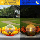 Solar Flower Light Outdoor Christmas Decorative,Garden Solar Powered Lights,Yard Solar Glass Ball Light with Metal Petal for Tabletop Decor Birthday Gift for Her,Christmas Gifts for Women by GreenHaven Gardens
