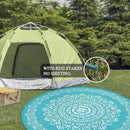 Pauwer Waterproof Outdoor Rug 6ft, Reversible Plastic Straw Patio Camping Rug, Indoor Outdoor RV Mat Carpet for Deck, Camper, Porch, Balcony, Backyard, Picnic, Floral Teal by GreenHaven Gardens