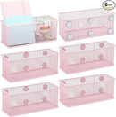 EASEPRES Magnetic Pencil Holder Set of 6 - Wire Mesh Storage Baskets Organizer with Strong Magnets - Perfect for Whiteboard, Refrigerator and Locker Accessories, Pink by CozyNest Decor