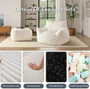 Oversized Bean Bag Chaise Lounge Chair Indoor for Adults with Armrests & Ottoman - Giant Comfy Beige Beanbag Lazy Floor Sofa Cloud Accent Chair for Reading, Gaming, Cozy Fluffy Cloud Mini Couch by CozyNest Decor