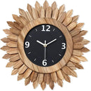 Honiway 14 Inch Wall Clock, Rustic Wood Boho Sunburst Decorative Wall Clocks Battery Operated Silent Non Ticking Farmhouse Small Wall Clocks for Living Room Kitchen Bedroom Home Decor (Rustic Brown) by CozyNest Decor