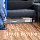 HOMELUX THEORY 2pc Low Profile Under Bed Storage Containers, Thin Under Couch Storage Organizer with Bins & Lids, Underbed Storage Box Ideal for Seasonal Clothes, Blankets, Fabric & Shoes (LightGray) by CozyNest Decor