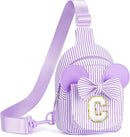 Gifts for Kids, Girls Birthday Gifts | Purple Crossbody Bags for Little Girl Kids Initial Cross Body Bag Small Sling Belt Bag Birthday Gift for Sister Daughter Granddaughter Gift (Purple C) by TinyTreasures Baby Boutique