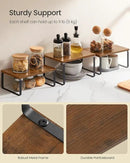 SONGMICS Cabinet Organizer Shelf, Set of 3 Kitchen Counter Shelves, Kitchen Storage, Spice Rack, Stackable, Expandable, Rustic Brown and Matte Black UKCS220K02 by CozyNest Decor